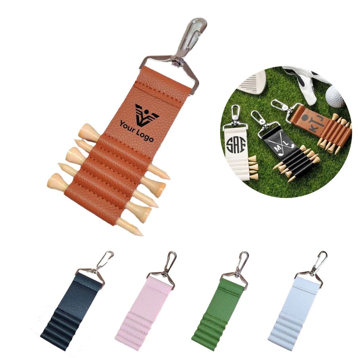 Clip-On PU Leather Golf Tee Holder 1