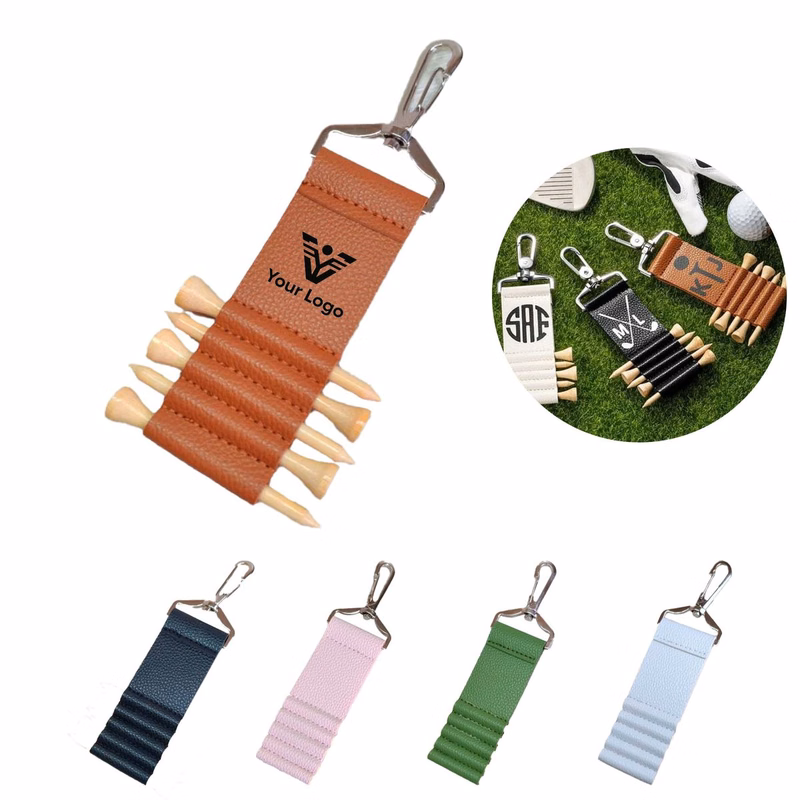 Clip-On PU Leather Golf Tee Holder