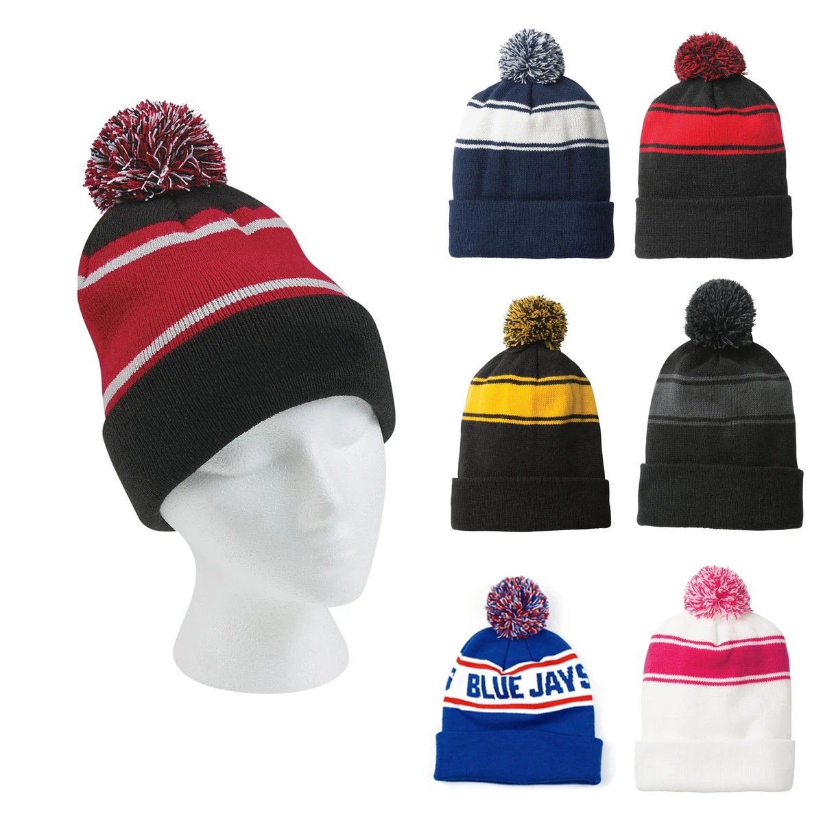Acrylic Winter Pom Beanie Hat 1