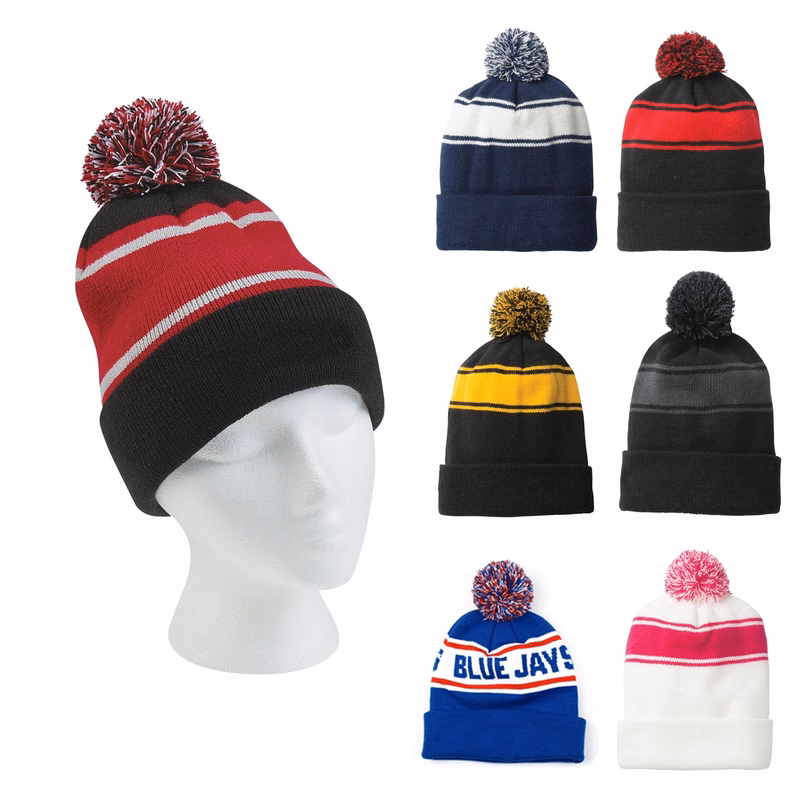 Acrylic Winter Pom Beanie Hat