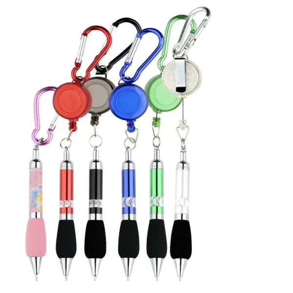 Retractable Badge Holder Carabiner Pen 1