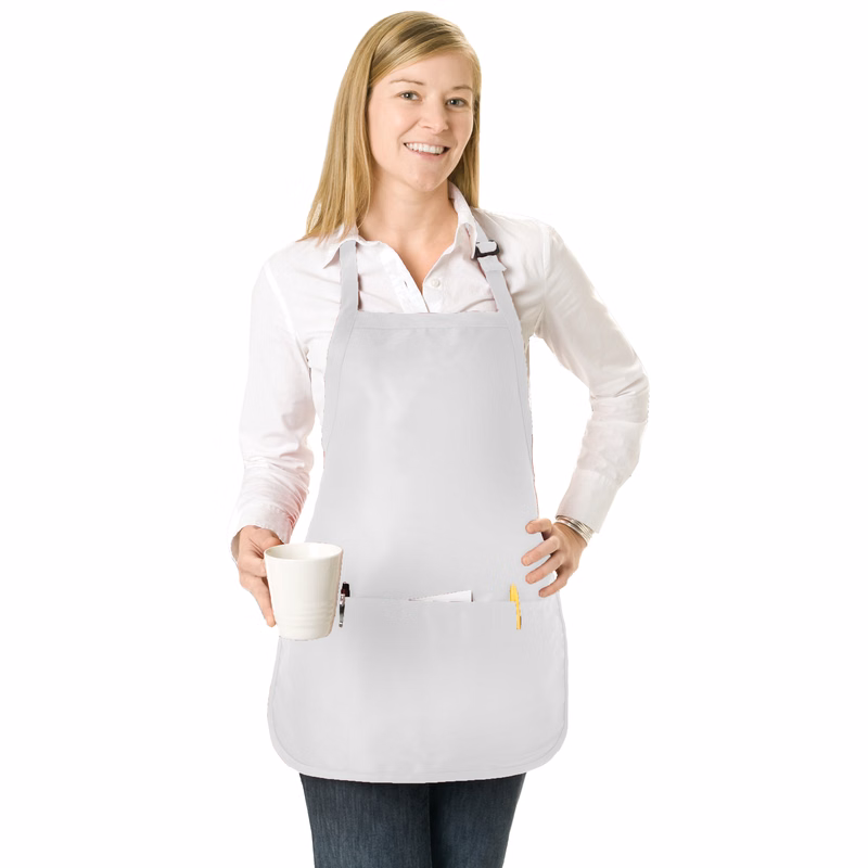 Value Adjustable 3 Pouch Pocket Apron, Blank - White, Natural