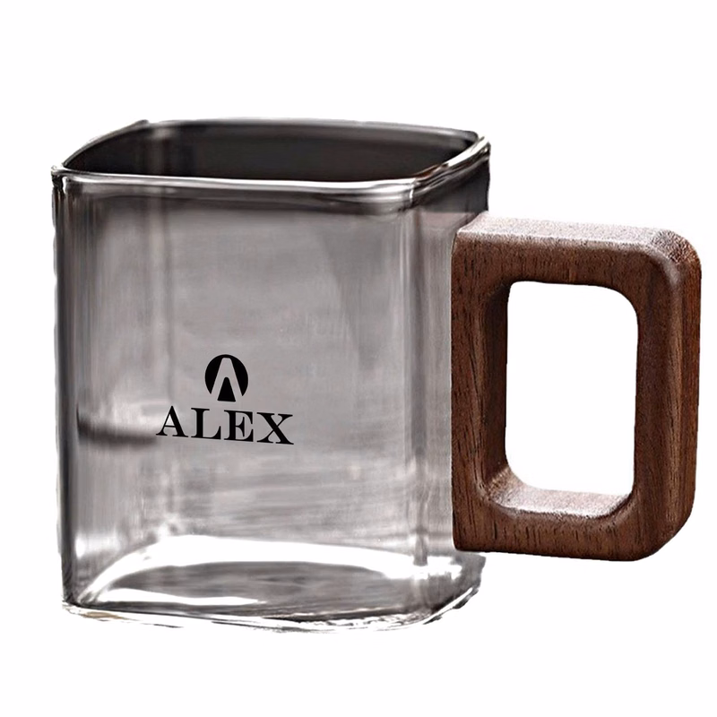 5 oz Borosilicate Glass Mug with Walnut Handle