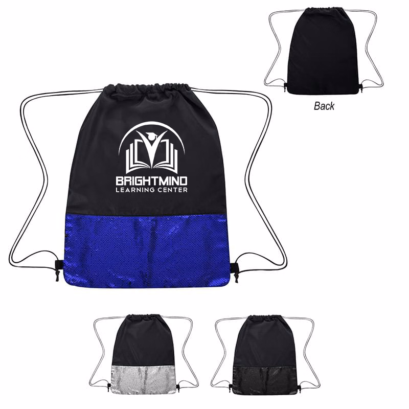 Reverse Color Sequin Drawstring Bag