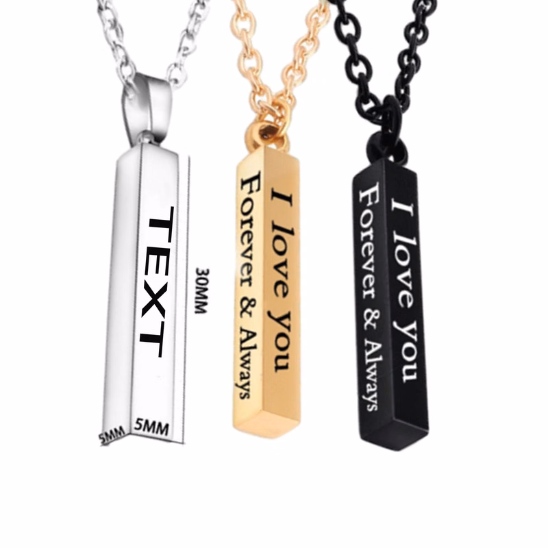 Laser Engraved Minimalist Stainless Steel Necklace