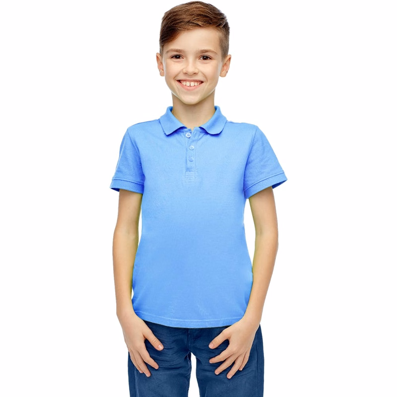 Boys' Uniform Polo Shirts - Light Blue Short Sleeve Size 10