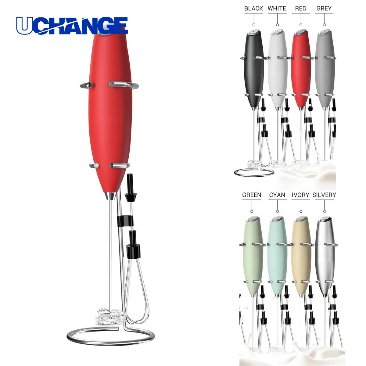 Handheld Milk Frother with Holder for Coffee Making 1