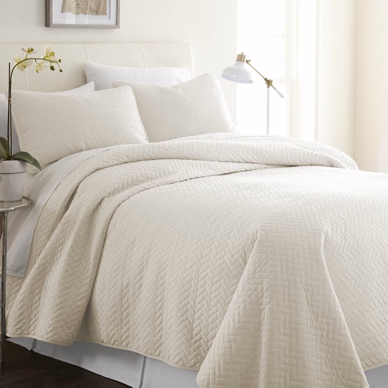 Premium Quilted Coverlet Sets - Ivory King 3 Piece