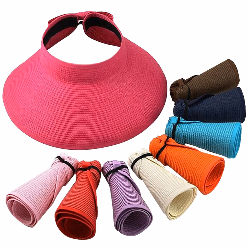 Women's Foldable Wide Brim Straw Sun Visor