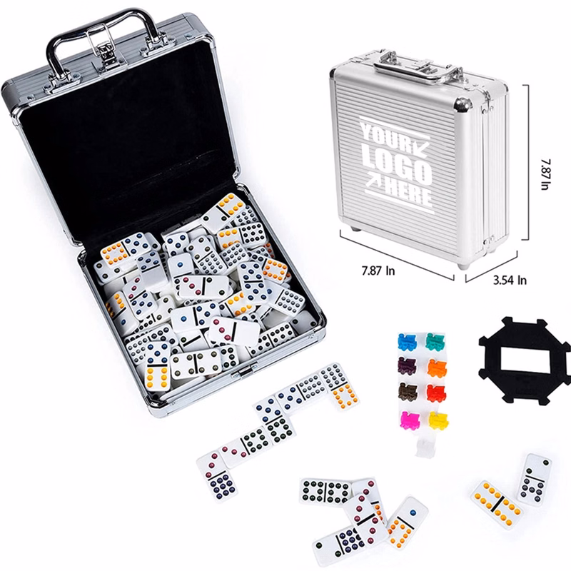 Aluminum Case Mexican Train Dominoes Set
