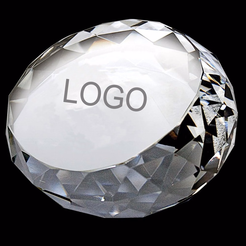 Multifaceted Crystal Round Paperweight