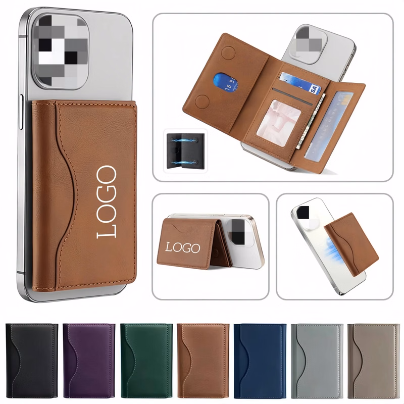 Triple Fold Magnetic Leather Card Holder