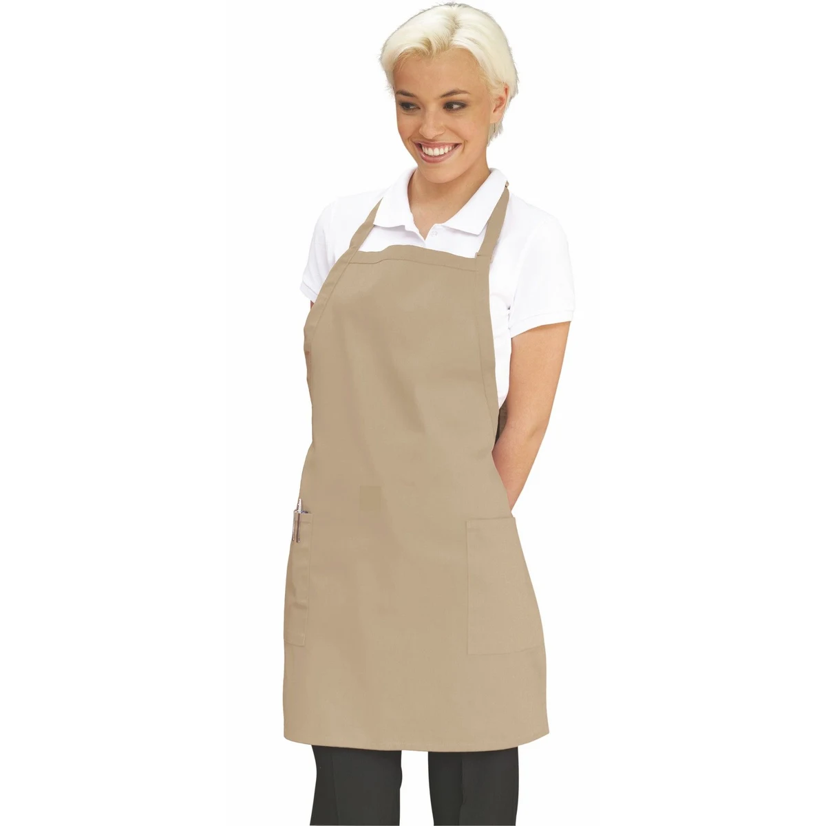 Khaki Deluxe Long Bib Apron 1