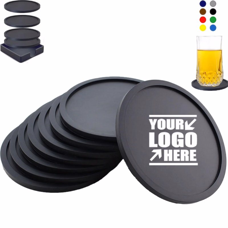 Silicone Coaster Set of 4 with Holder