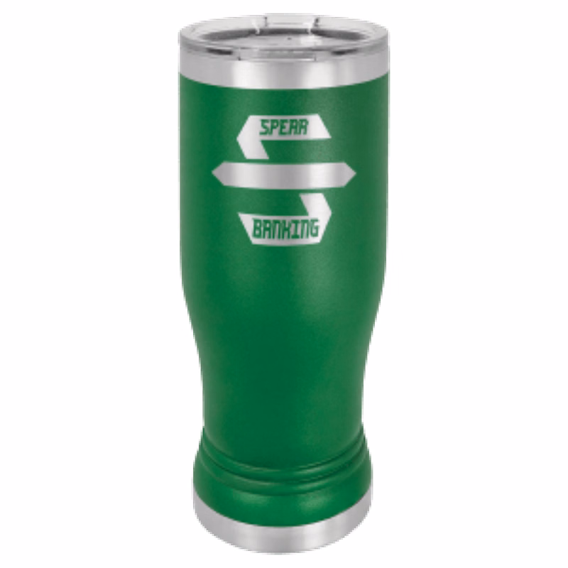 14 oz. Green Laser Engraved Polar Camel Pilsner Tumbler w/Clear Lid