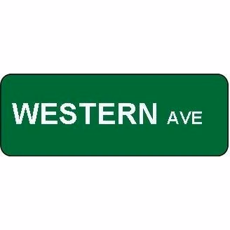 24" x 6" Custom Street Signs with reflective vinyl lettering on two sides.