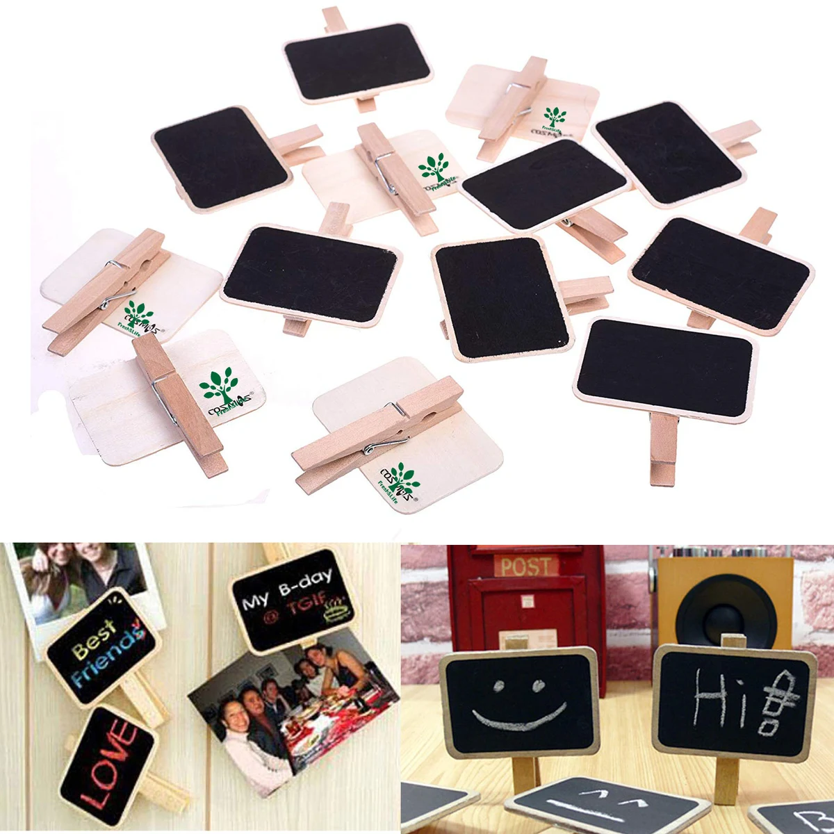 Erasable Wooden Chalkboard Label Clips 1