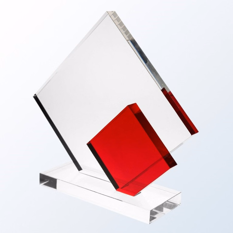Red Double Diamond Optic Crystal Award
