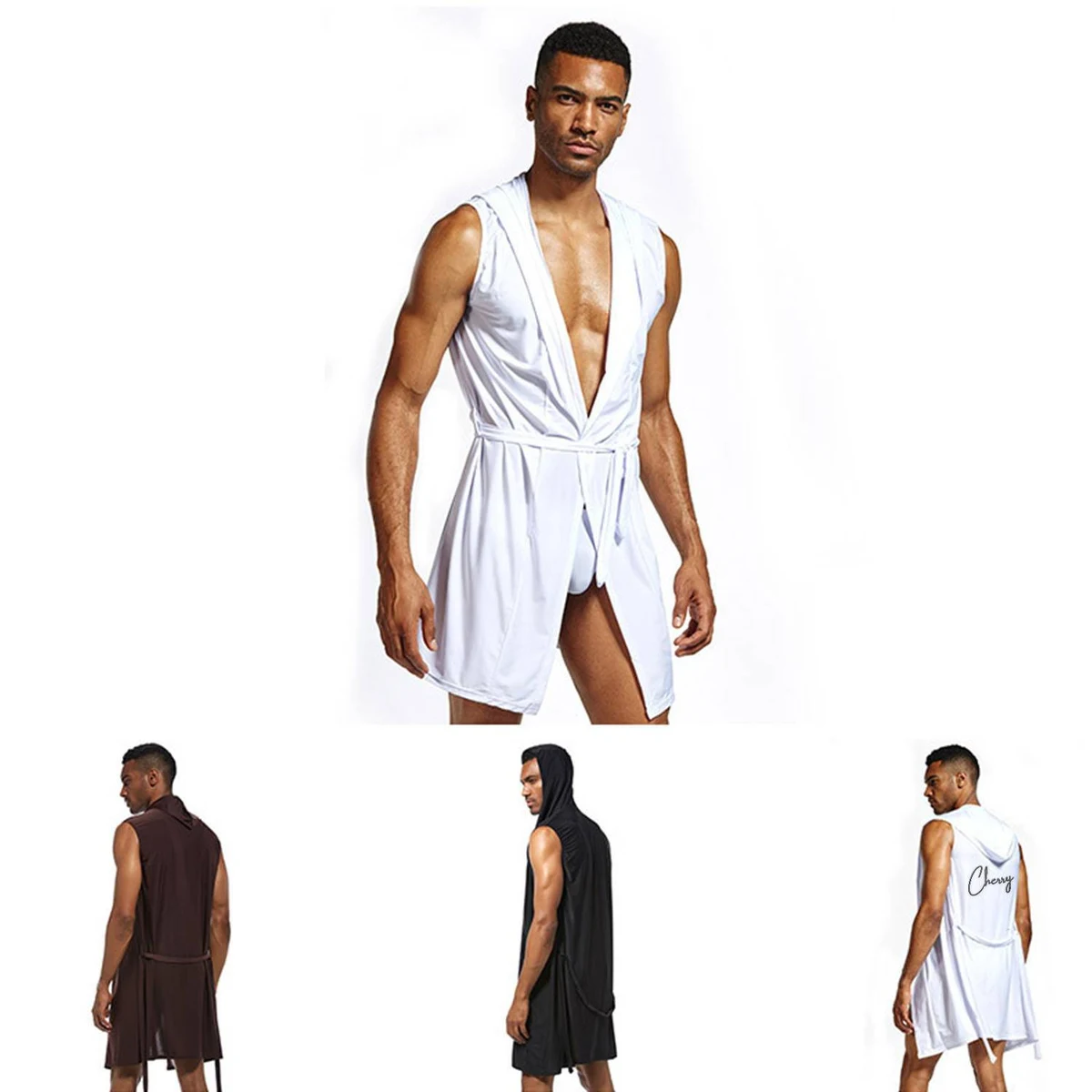 Ice Silk Fabric Bathrobe For Man 1