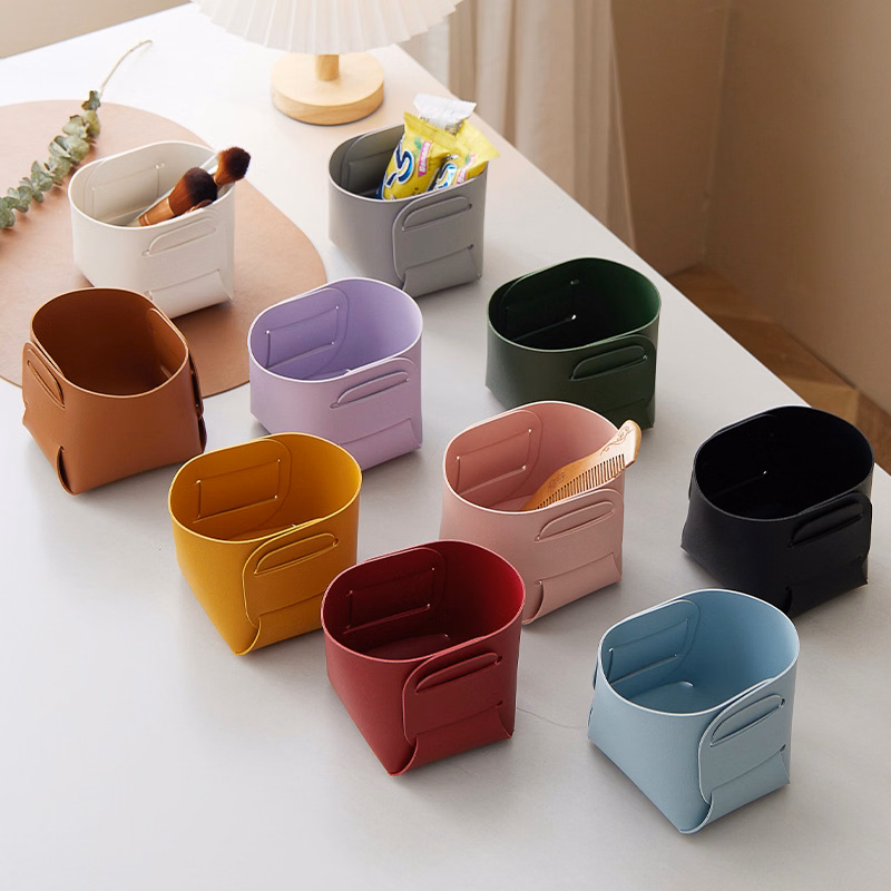 Pu Leather Folding Storage Basket