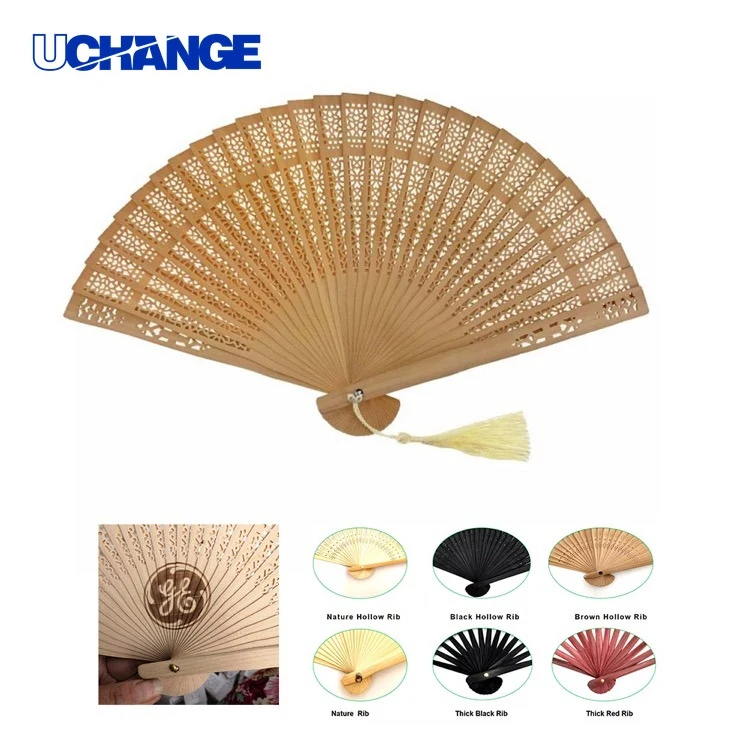 8" Wooden Hand Fans Set 1