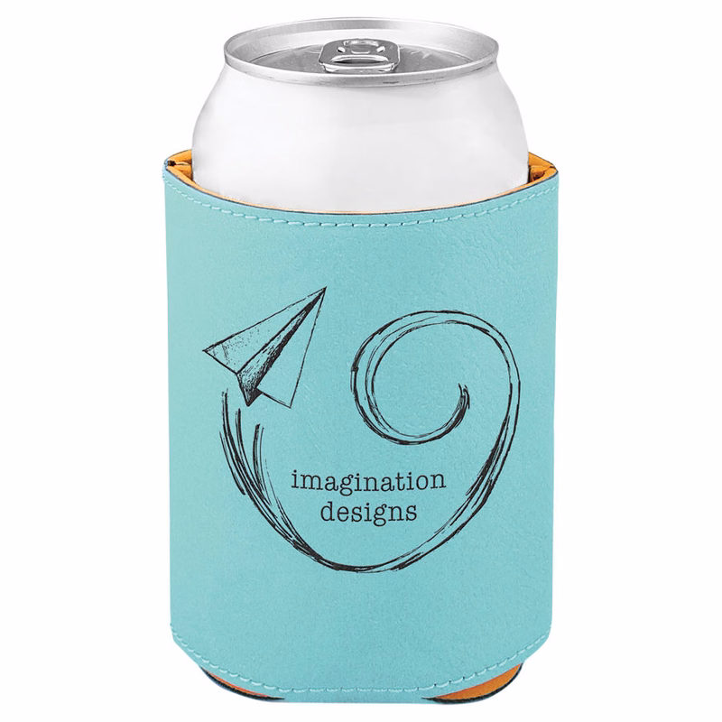 3 3/4" Teal Leatherette Beverage Holder