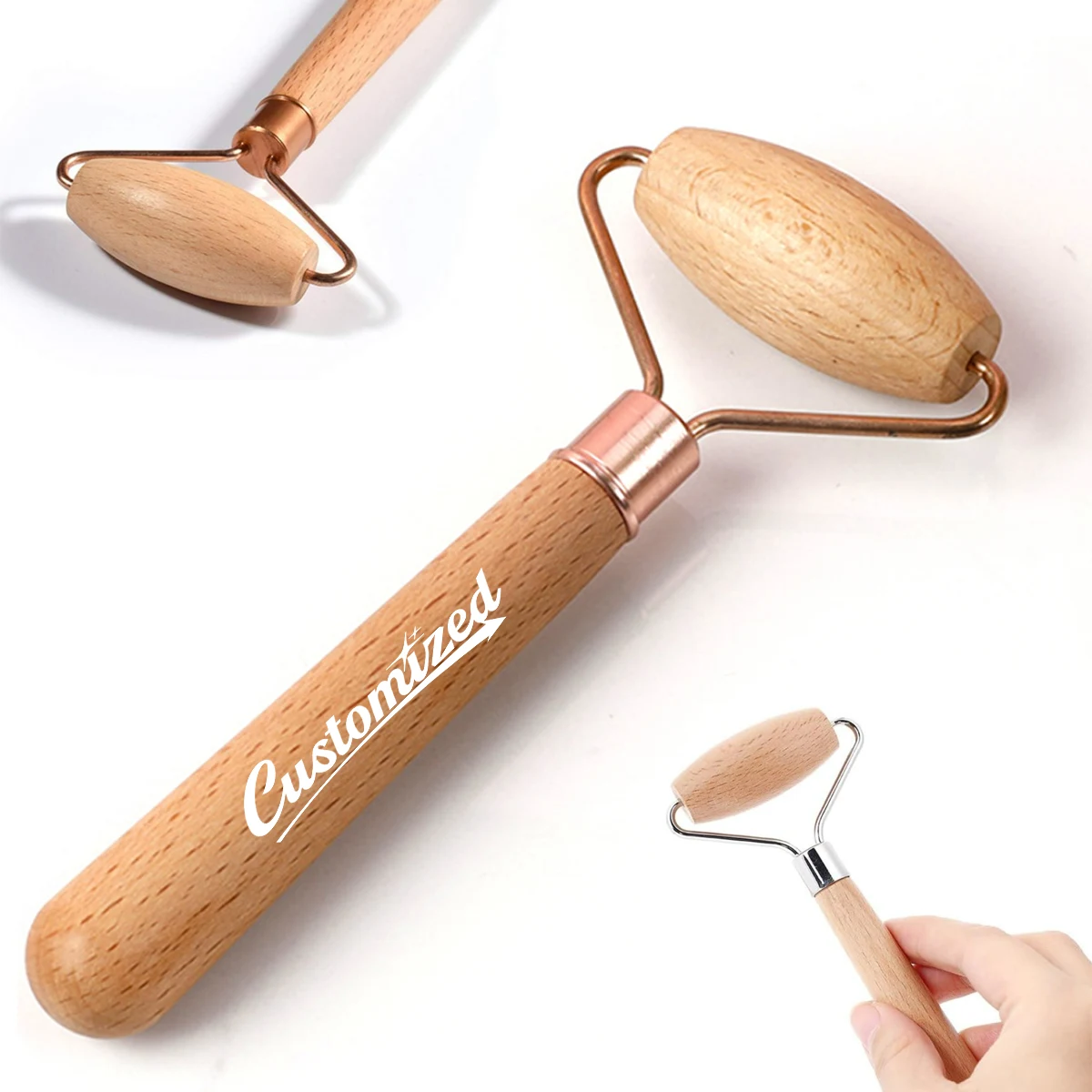 Wooden Facial Roller Massager with Natural Handle 1