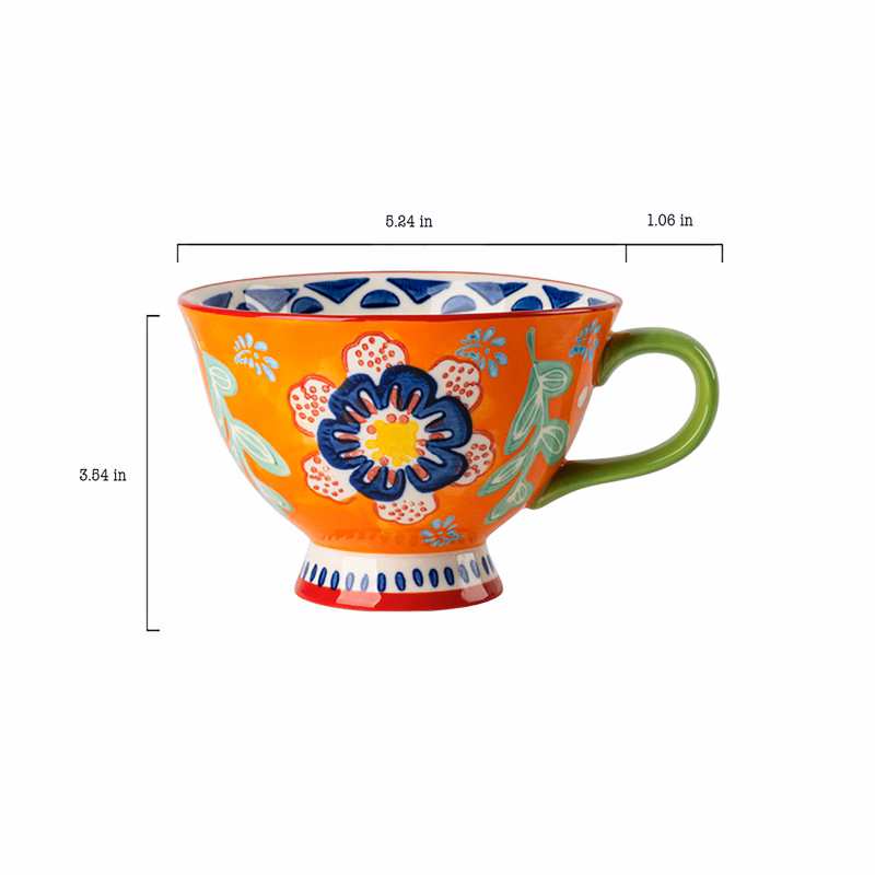 Polish Ceramic Floral Mug Elegant Coffee Cup 14.5 oz
