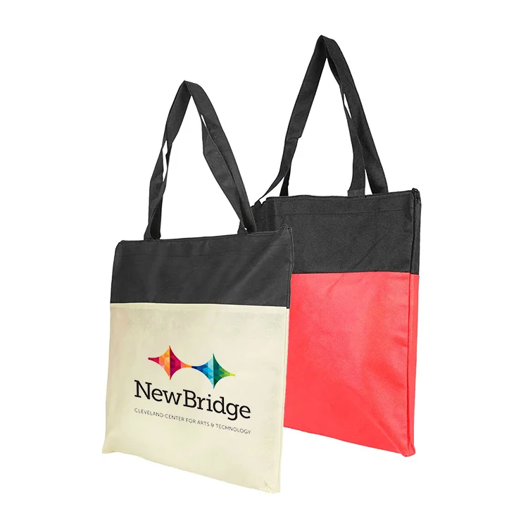 Recycled Non-Woven Polypropylene 2-Tone Zippered Tote 1