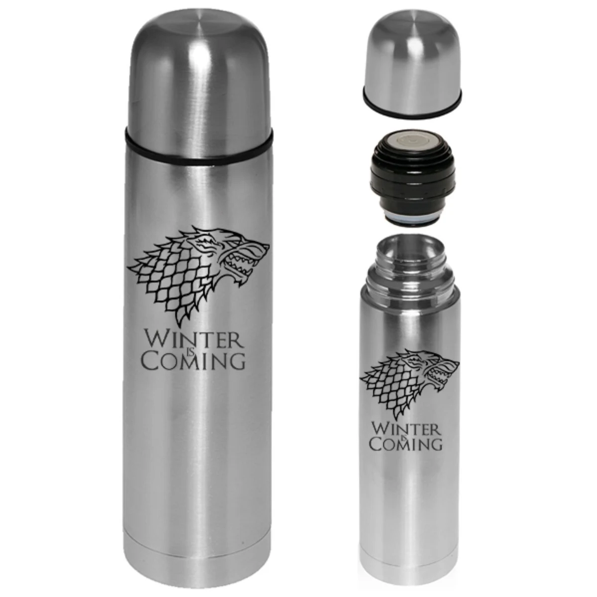 Spill Proof Steel Vacuum Travel Flask Insulated Silver 24 oz 1