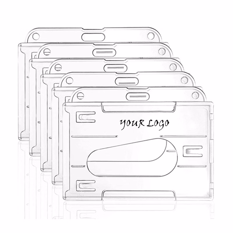 Clear Horizontal Badge Holder With Thumb Slot