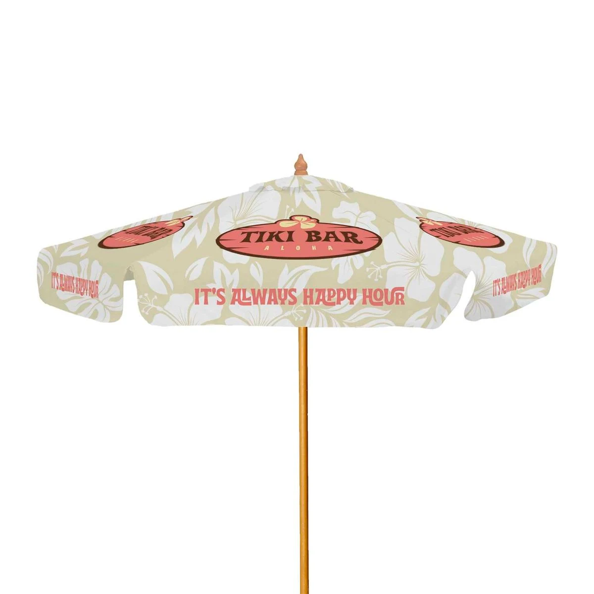 7' Wood Market Umbrella with Valance Single-Sided (Dye Sublimation) 1