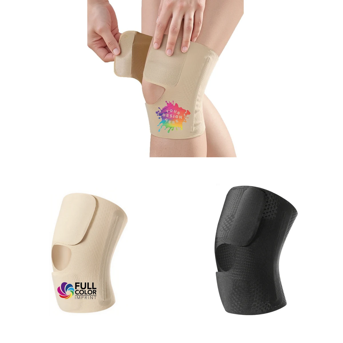 Full Color Sports Knee Pads With Support Strips MOQ 50 1