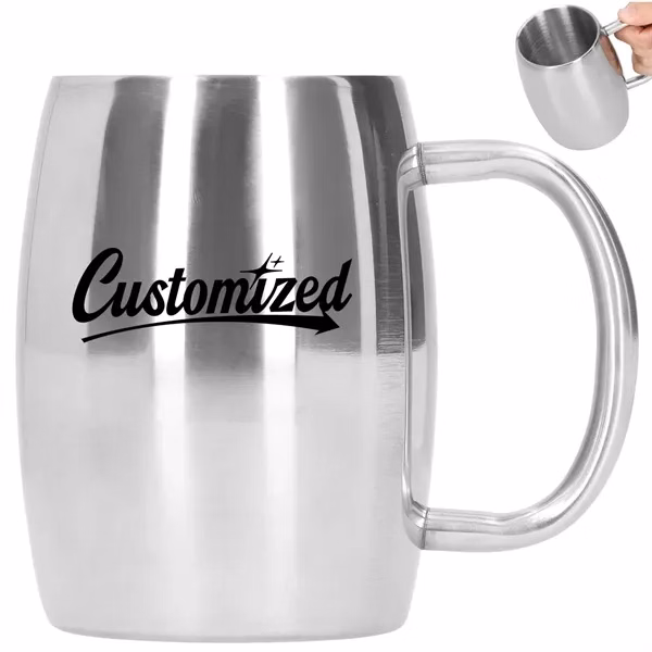 Custom 16 oz Double-Wall Stainless Steel Insulated Mug — Premium Coffee Drinkware Promo