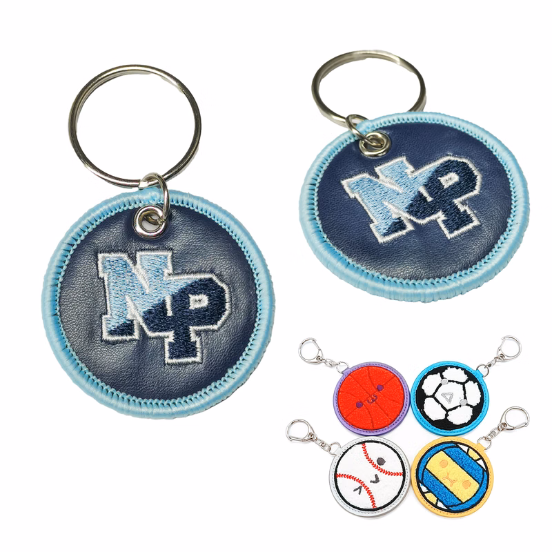 Personalized Leather Keychain with Embroidery