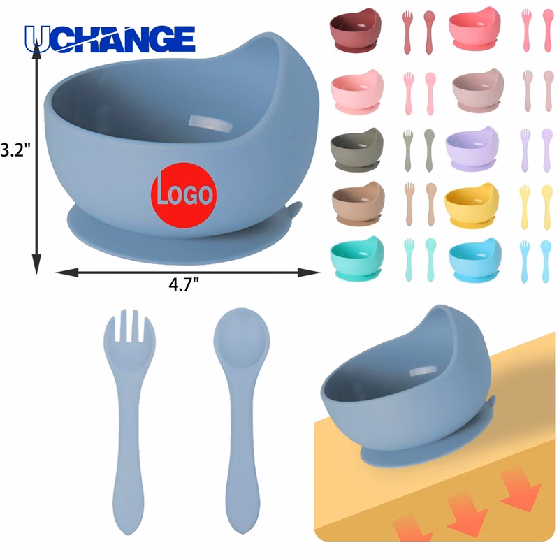 Colorful Toddler Suction Cup Silicone Feeding Bowl Set