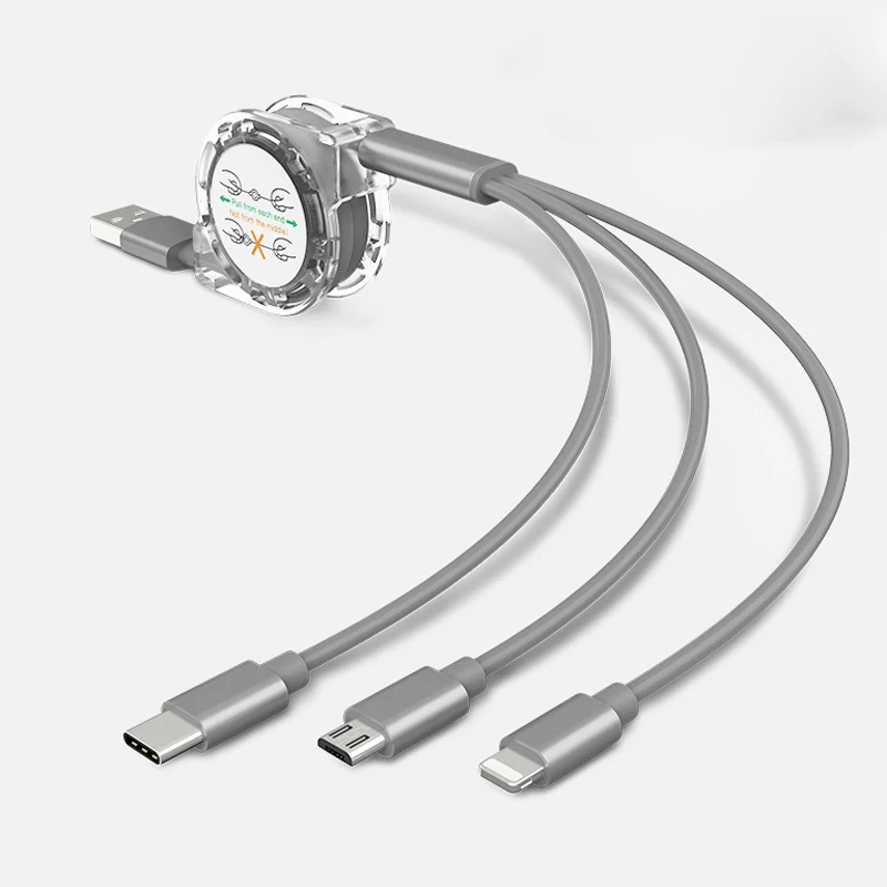 Retractable USB 3 IN 1 Phone Charger Cable 1