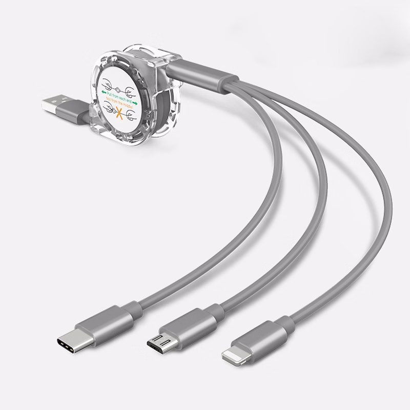 Retractable USB 3 IN 1 Phone Charger Cable