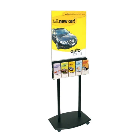 67"h Black Floor Frame w/wheels for 22 x 28 poster with 5 pockets 1