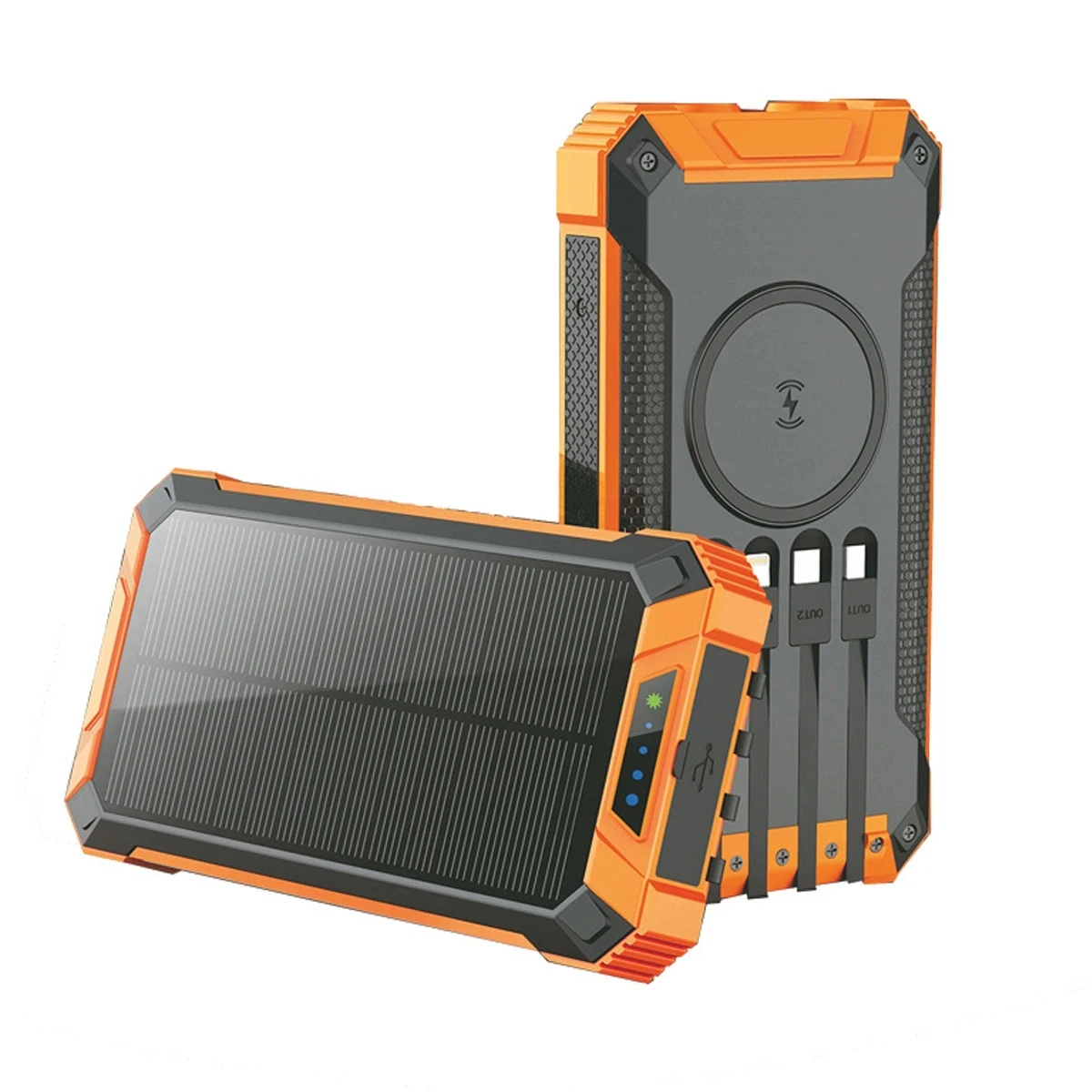 Solar Phone Charger 20000Mah Built-In Cables 1