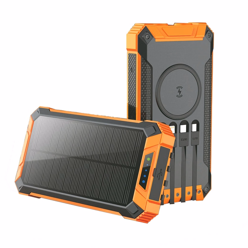 Solar Phone Charger 20000Mah Built-In Cables