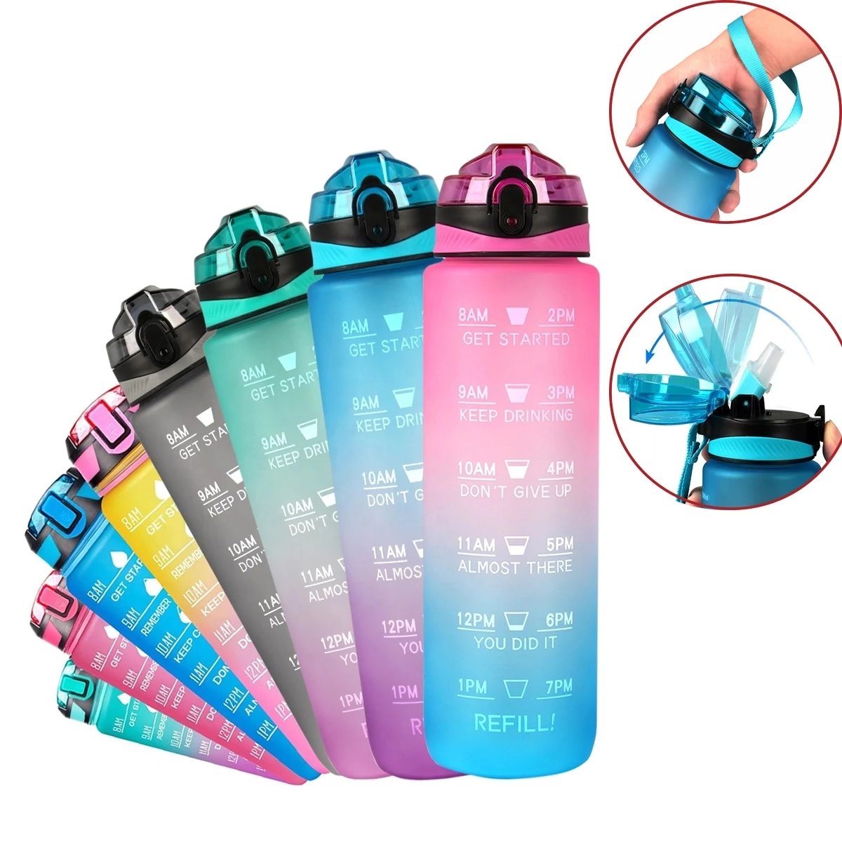 32Oz Bpa Free Time Marker Plastic Water Bottle 1