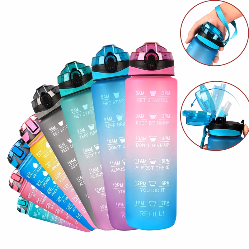 32Oz Bpa Free Time Marker Plastic Water Bottle