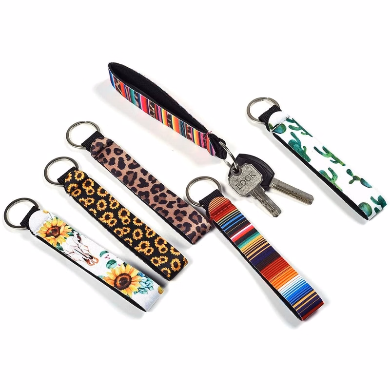 Full Color Custom Wrist Strap Keychain Neoprene Wristlet