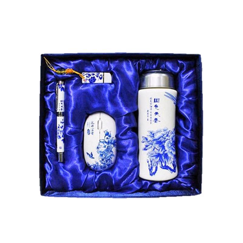 Chinese Style Gift Set Computer Mouse Tumbler Usb Drive Pen