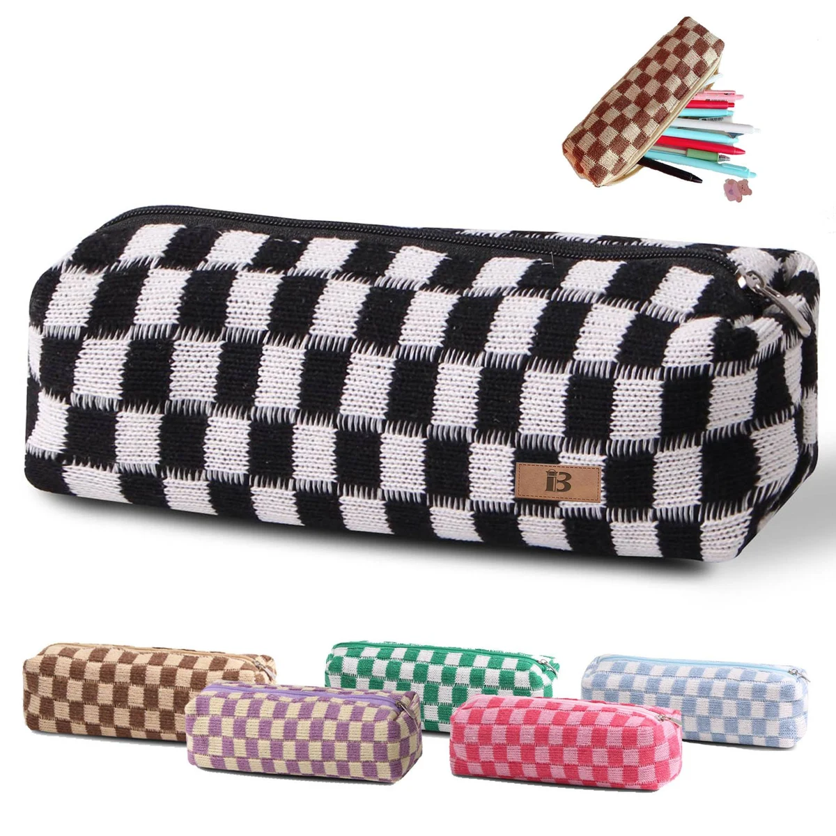 Knitted Plaid Pencil Pouch 1