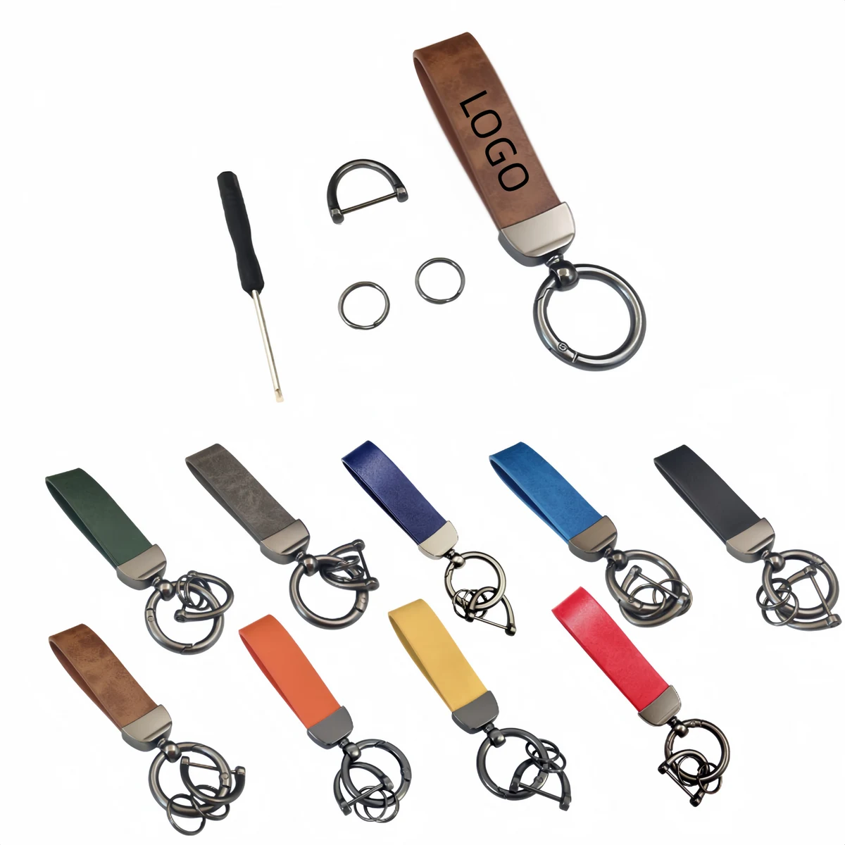 Vintage Leather Texture Car Keychain 1