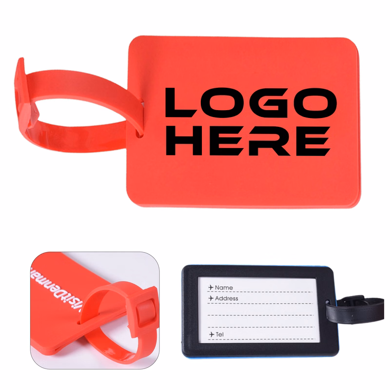 Custom logo PVC soft rubber integrated luggage tag