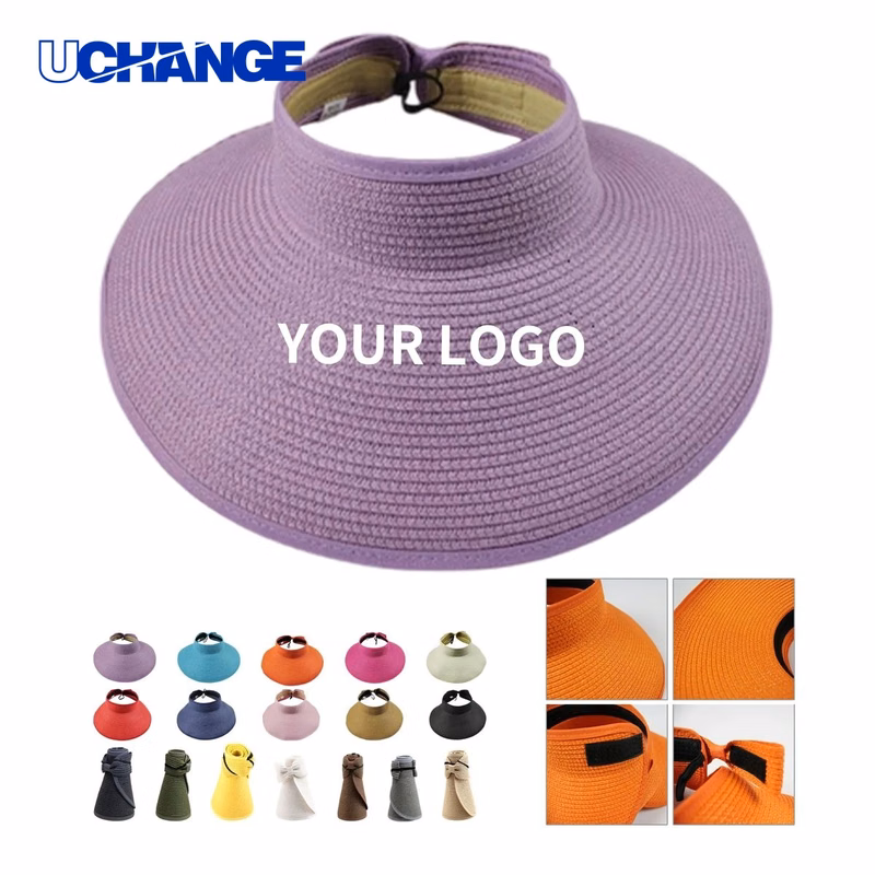 Foldable Straw Sun Visor Hat Headwear for Summer Use