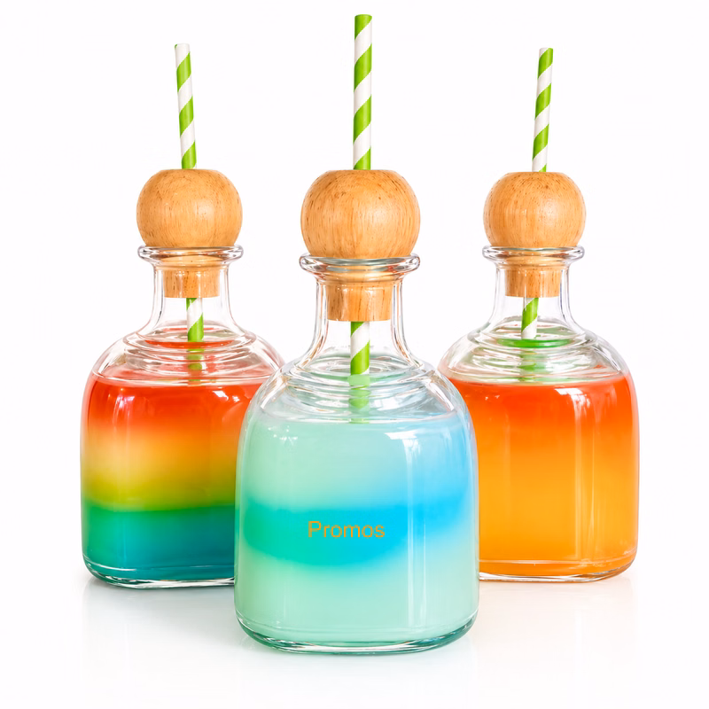 12 oz Unbreakable Plastic Tequila Bottle Cup with Straw